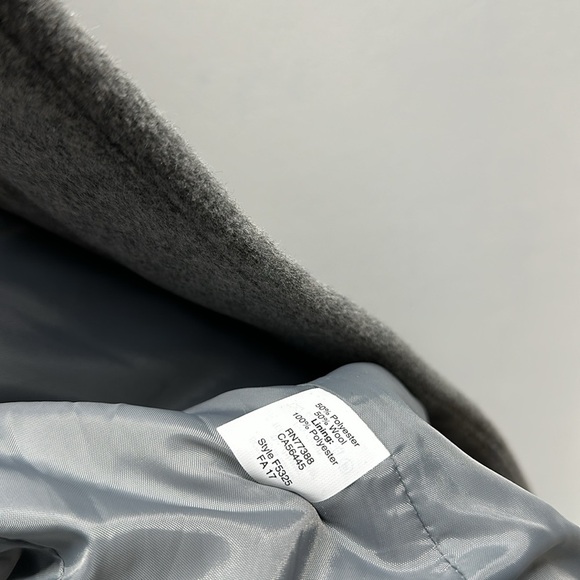 J Crew City Coat Peacoat Jacket Wool Funnel Neck Full Zip Pockets Gray Size 8 - Picture 7 of 9